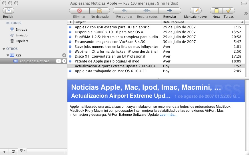 rss apple mail