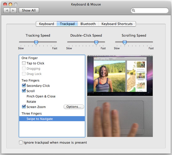 trackpad preferencias panel osx