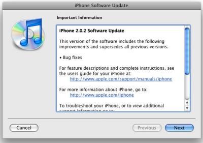iPhone, iPod touch Software 2.0.2