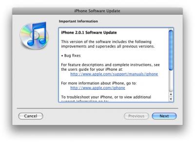 Actualización iPhone / iPod touch firmware 2.0.1