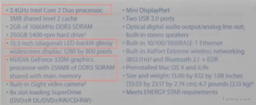 Macbook 13 púlgadas es Core 2 Duo 2.4GHz 