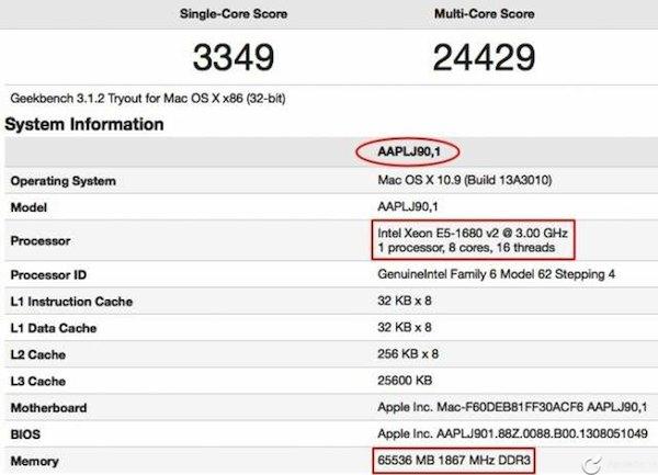 benchmark Mac Pro 2013 8-Cores-Intel-Xeon E5-1680
