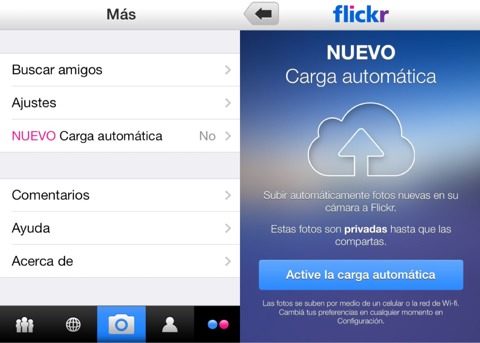 Flickr para iOS sube automáticamente las fotos