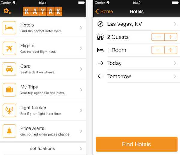 KAYAK app para iOS se actualiza con mejoras en reservas de hoteles y vuelos