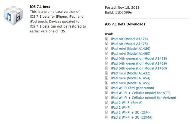 Apple tiene la primera beta de iOS 7.1 para su descarga