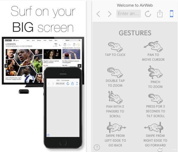 AirWeb, el primer navegador web para Apple TV por AirPlay
