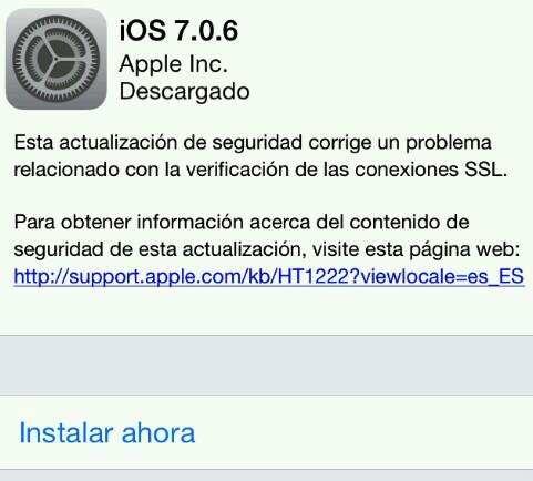 Apple lanza iOS 7.0.6 solucionando un problema con conexiones SSL