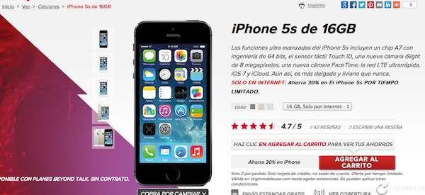 Derrumban el precio de iPhone 5s libre a 278 Euros en Virgin Mobile
