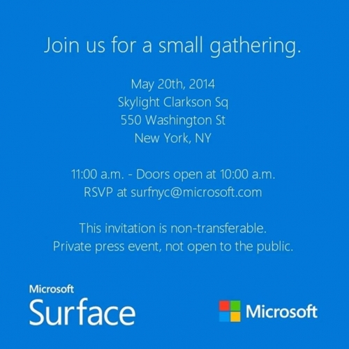 Microsoft confirma la nueva Surface mini el 20 de Mayo en New York