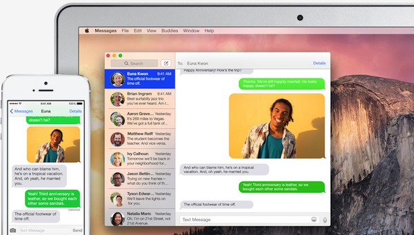 yosemite y ios  sms