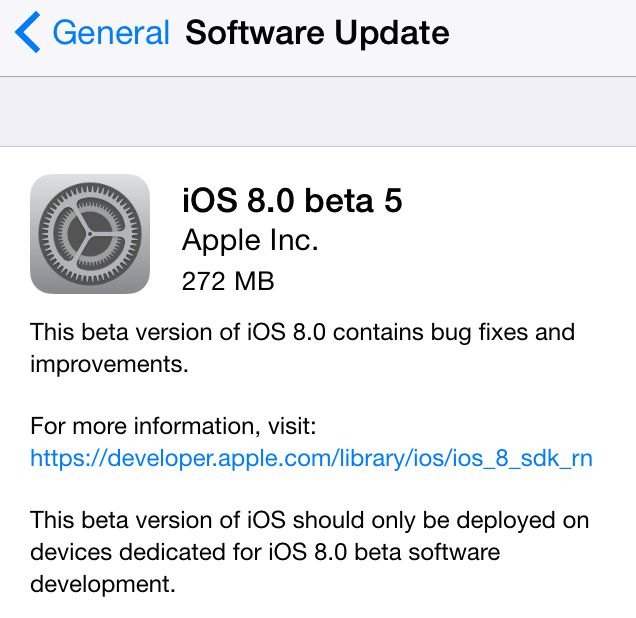 Apple publica iOS 8 beta 5 para desarrolladores