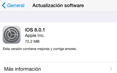 Apple lanza la actualización iOS 8.0.1 solucionando algunos fallos y rompe ID touch