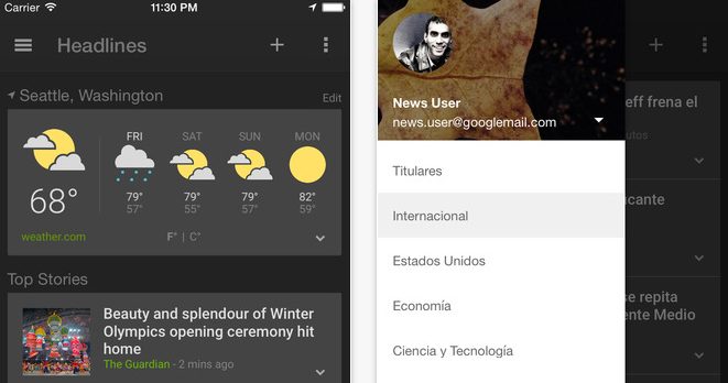 Noticias y tiempo de Google se actualiza para iPhone 6 y iPhone 6 Plus