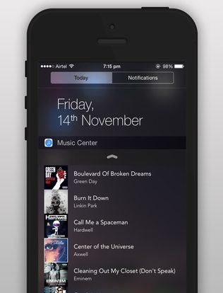 Music Center app ve toda la música en el Centro de Notificaciones
