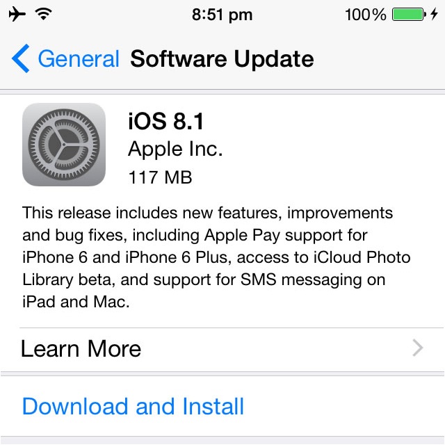Apple deja de firmar iOS 8.1