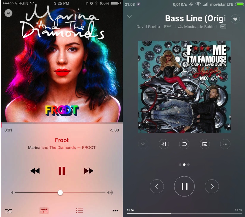 Primer vistazo a Music app iOS 8.4 imita muy bien a MIUI OS6 de Xiaomi