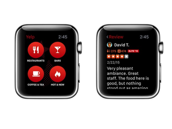 yelp apple watch