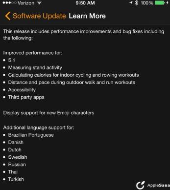 Primera actualización de firmware Apple Watch 1.0.1