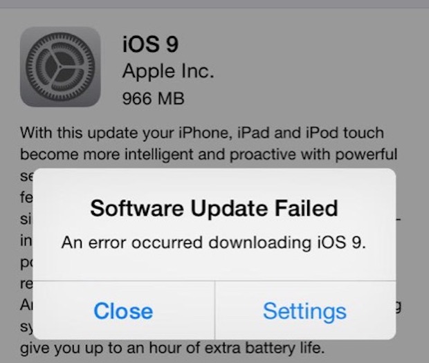 software update ios fallo