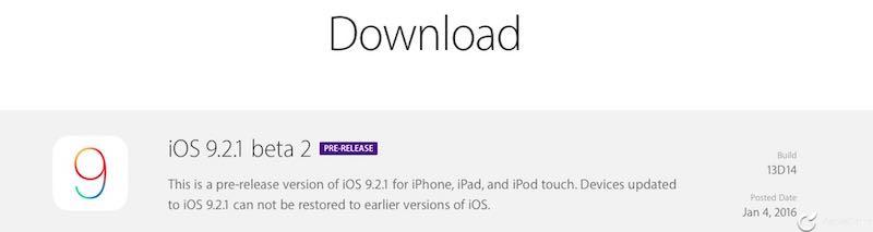 Apple tiene novedades, iOS 9.2.1 build 13D14