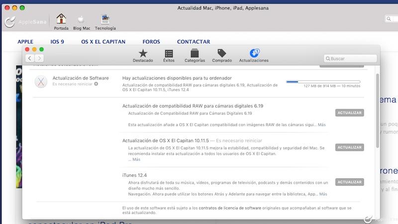 Versión final de OS X 10.11.5 en App Store de Apple
