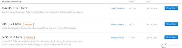 macOS 10.12.3, tVOS 10.1.1 y iOS 10.2.1 ya disponibles