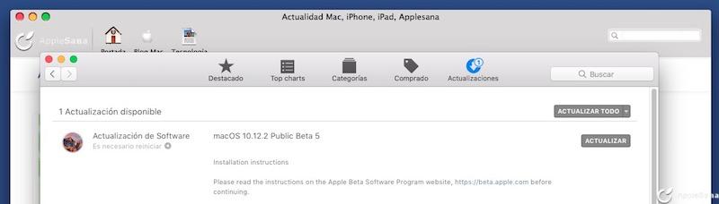 macOS Sierra 10.12.2 beta 5 disponible para todos, protege tu Mac