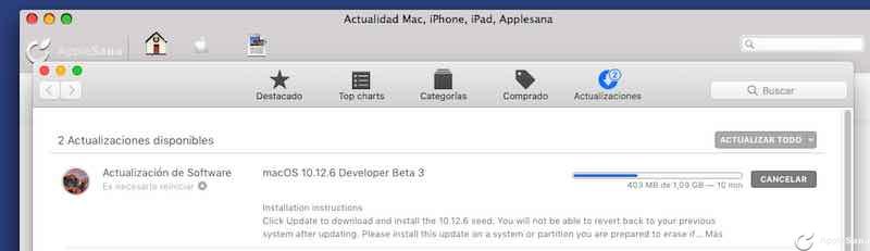 Apple tiene disponible macOS Sierra 10.12.6 Developer Beta 3